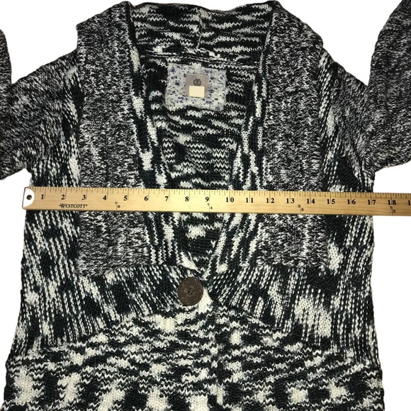Element Black White Knit Snap Down Cardigan Sweater - Women’s Medium - Picture 2 of 11